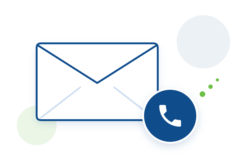 Illustration of an envelope and a telephone handset, for email and phone contact
