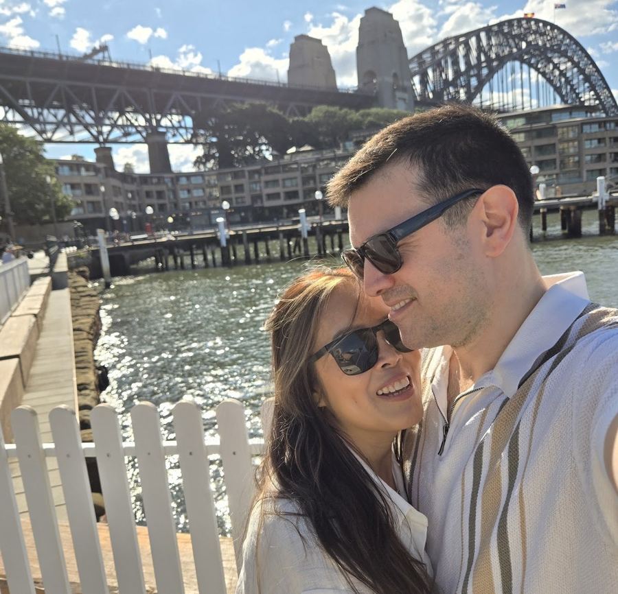 Stefano and Chantelle by the Sydney Harbour Bridge