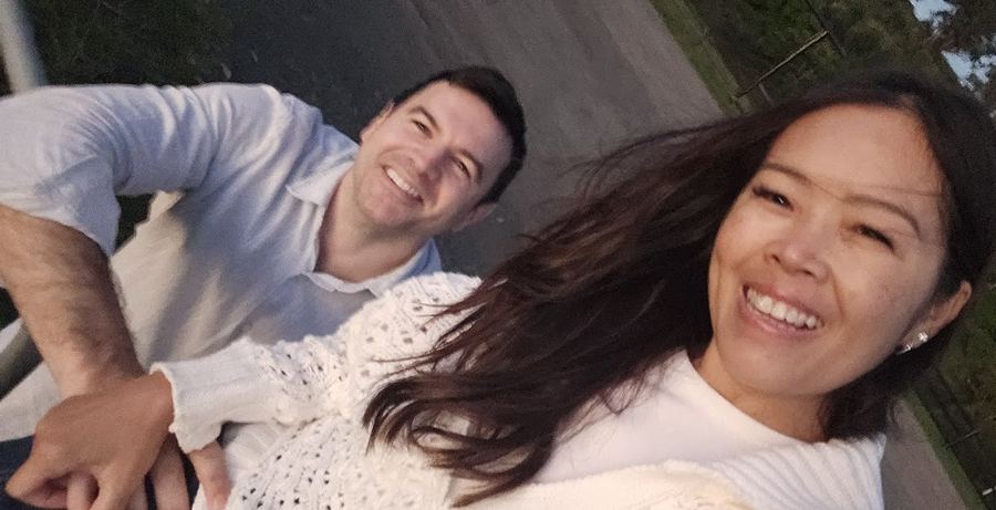 Stefano and Chantelle laughing on an evening walk